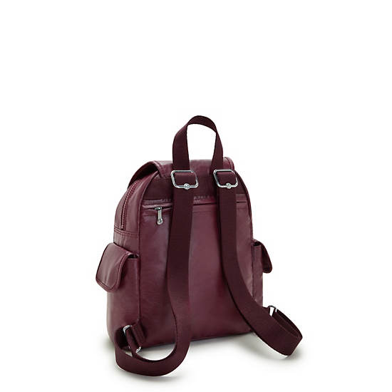 Kipling City Pack Mini Metallic Backpacks Burgundy Lacquer | AU 1492FD